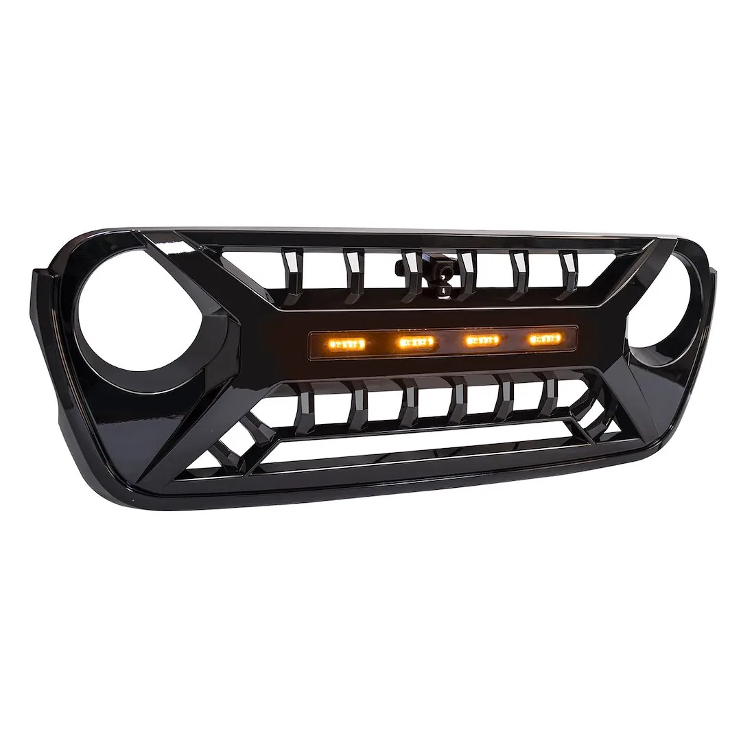 AMJPCA00128 – AMERICAN MOD Grille, Bar Style With Light Cutouts Gloss Black ABS Plastic With Amber L - view 2